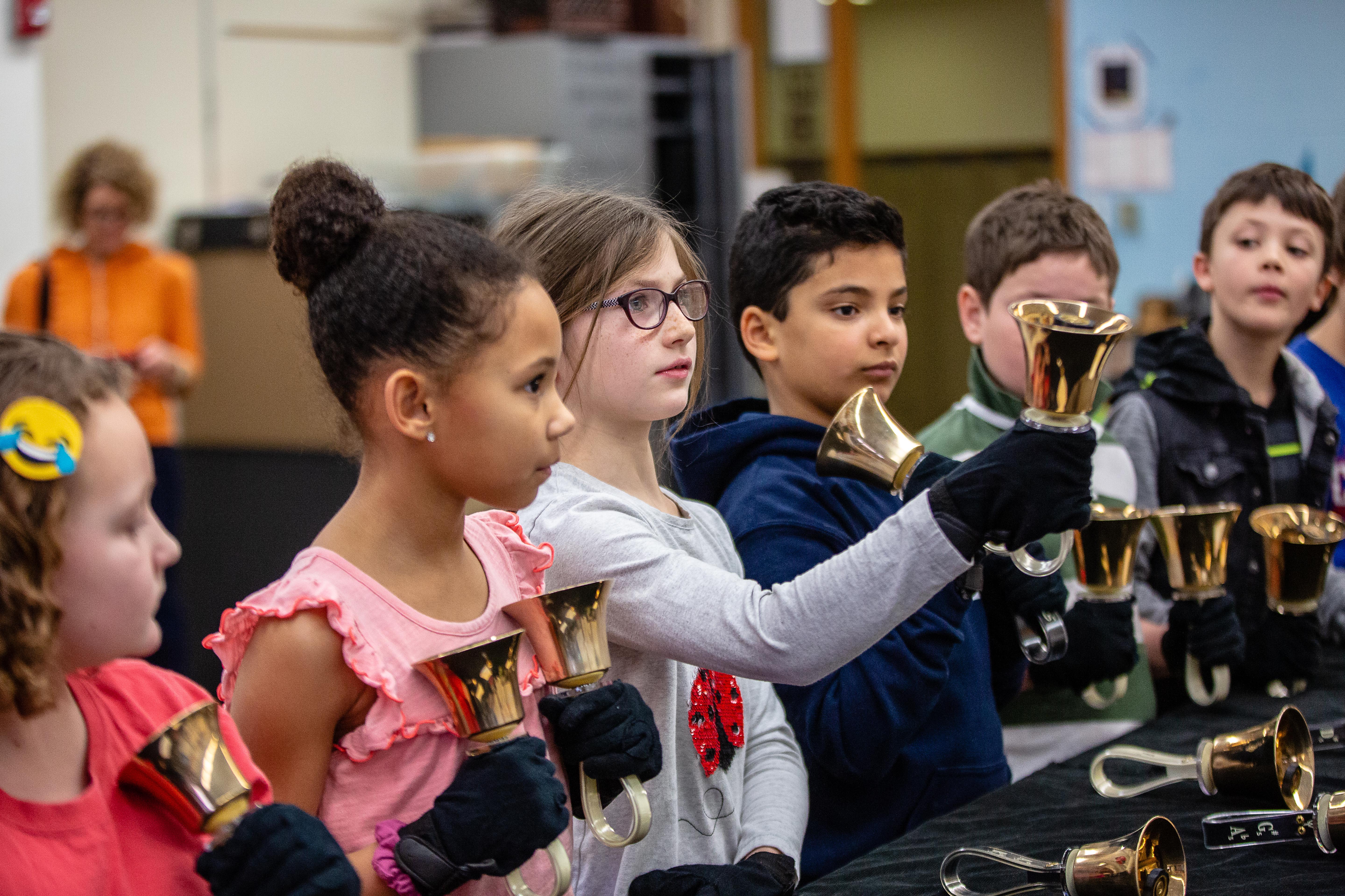 Students expressing themselves in music class