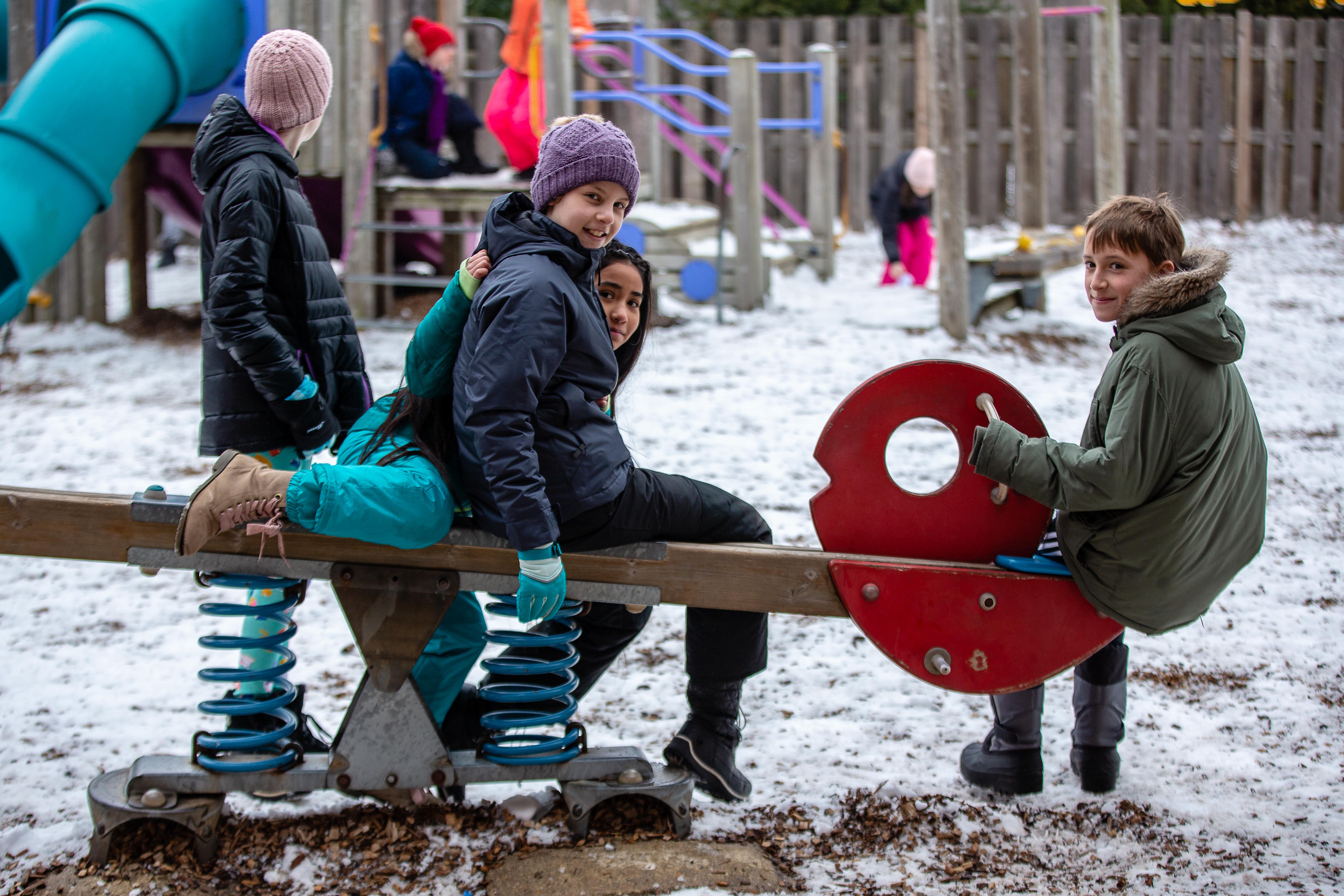 Elementary School students playing on the West Playground