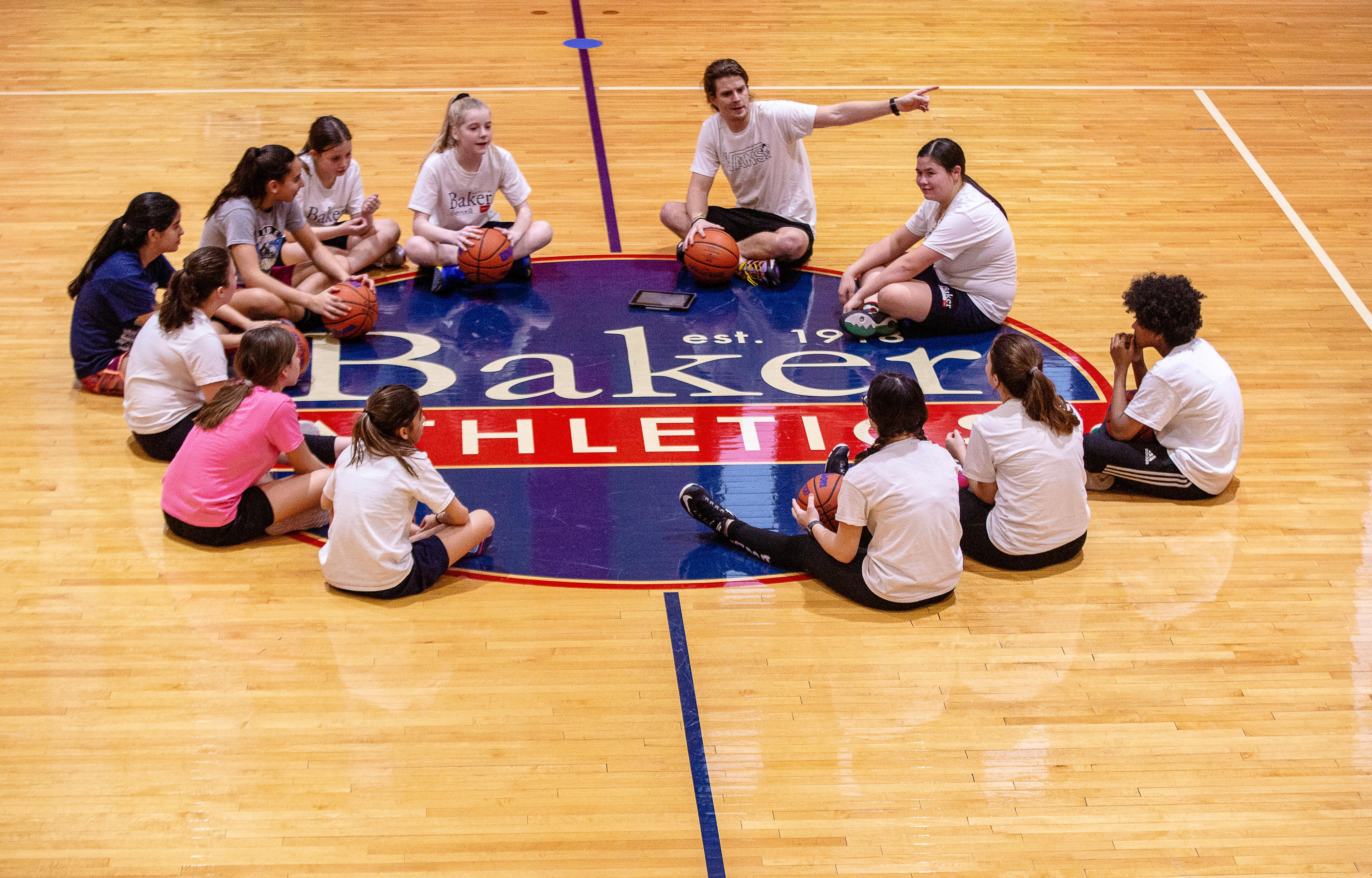 Middle School students engaging in physical education