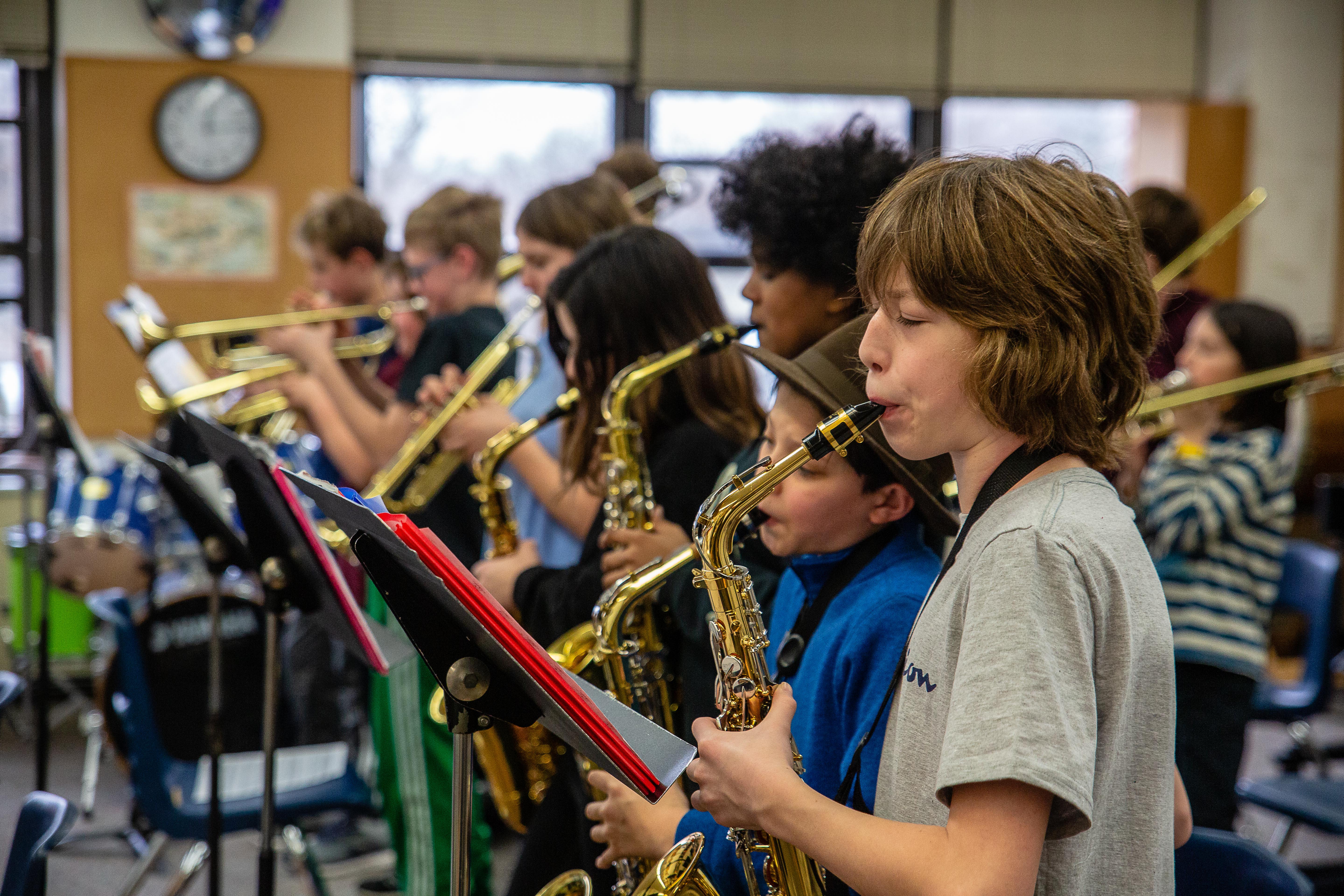 Middle School students participating in Music program