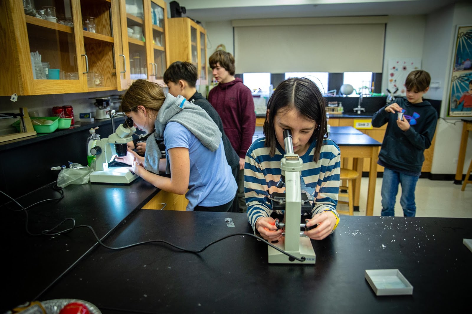 Middle School student in science class